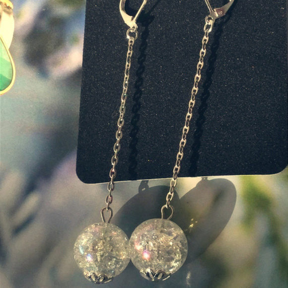 MariMeg Curio Closet Jewelry - RESTOCKED- Silver Plated Glass Ball Earrings